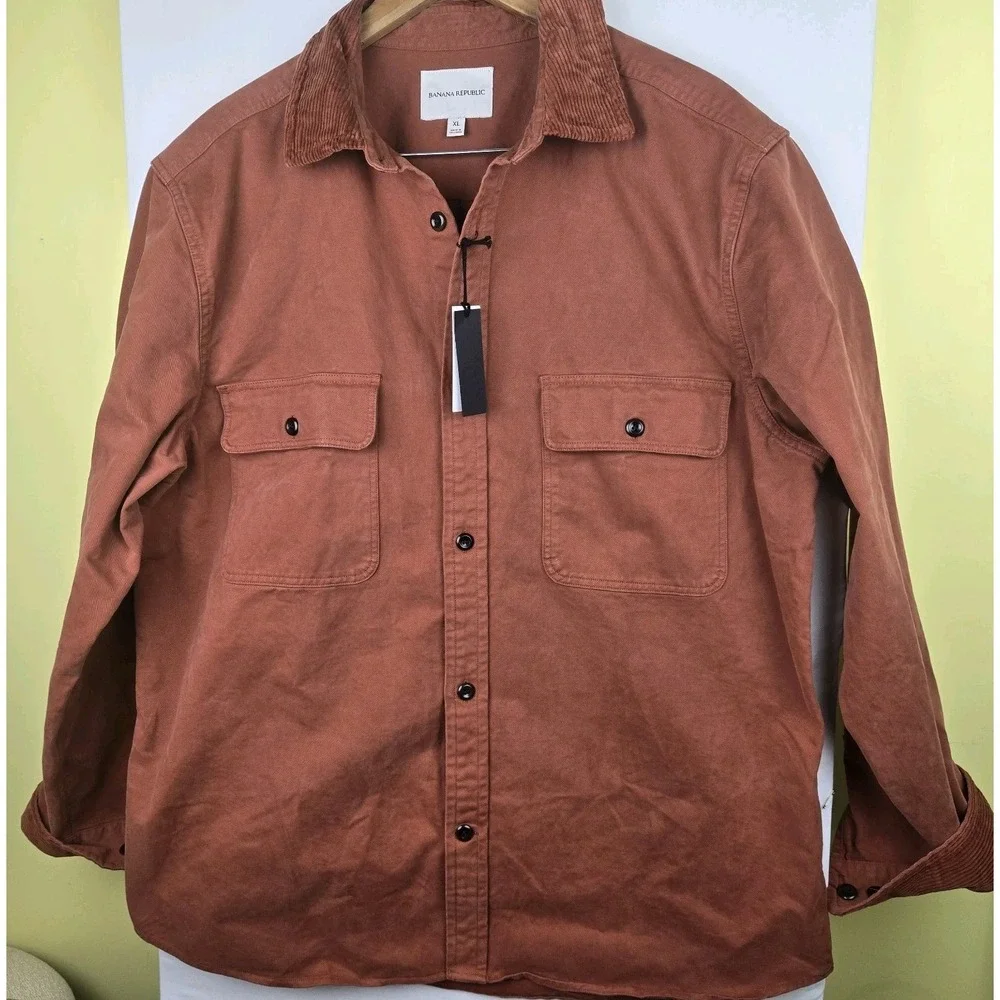 Banana Republic Standard Fit Cotton Heavy Twill Mens XL Shirt Curdoroy Collar